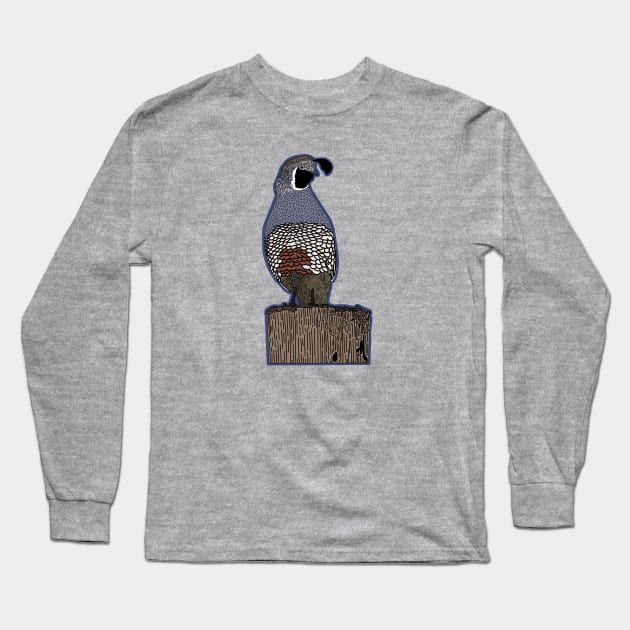 Quail Long Sleeve T-Shirt by Forest Press Co